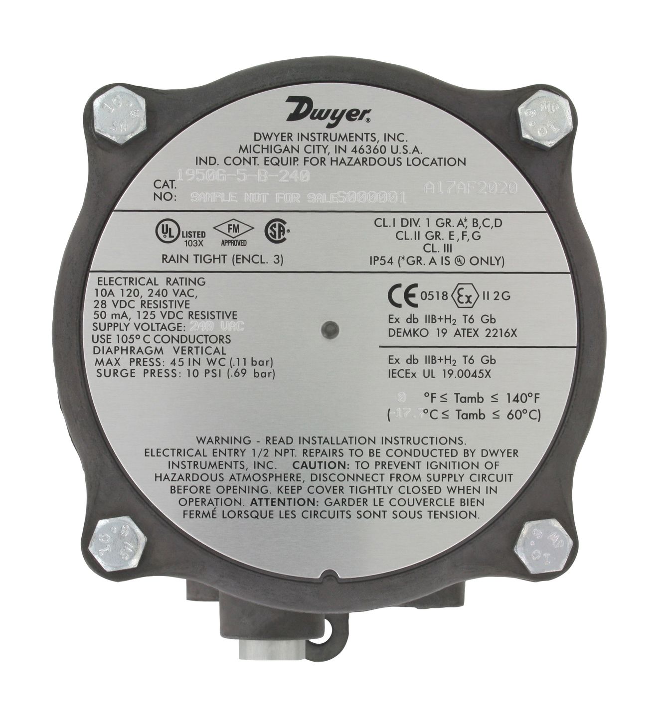 Dwyer 1950G-00-B-120-NA, 1950G-00-B-24-NA, 1950G-1-B-120-NA, 1950G-1-B-24-NA, 1950G-10-B-120-NA, 1950G-20-B-24-NA