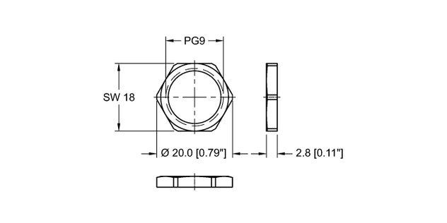 Turck LOCKNUT-PG9-316SS-(10/BAG), LOCKNUT-PG9-BRASS-(10/BAG)