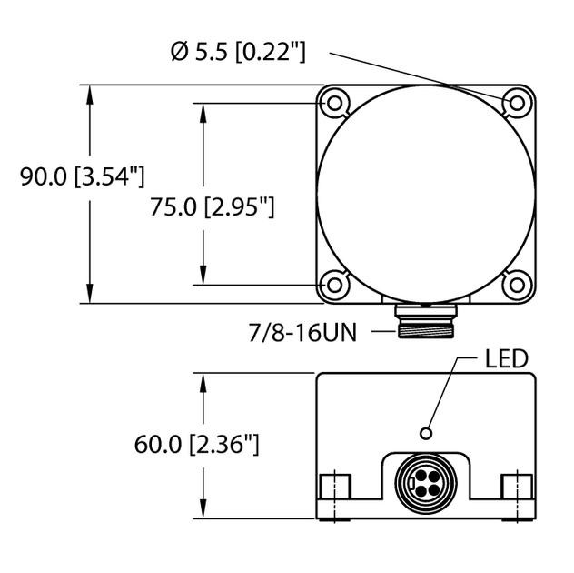 Turck NI60-K90-AZ3X-B2131, NI60-K90-RZ3X-B2131, NI60-K90-VN4X-B2141, NI60-K90-VP4X-B2141
