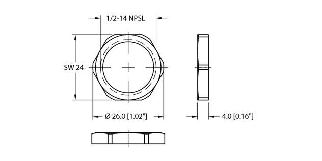 Turck LOCKNUT-1/2NPT-316SS-(10/BAG), LOCKNUT-1/2NPT-BRASS-(10/BAG)