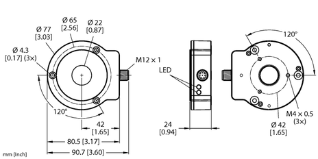 Turck RI360P0-EQR24M0-INCRX2-H1181, RI360P0-QR24M0-INCRX2-H1181, RI360P0-QR24M0-INCRX2-H1181/0006